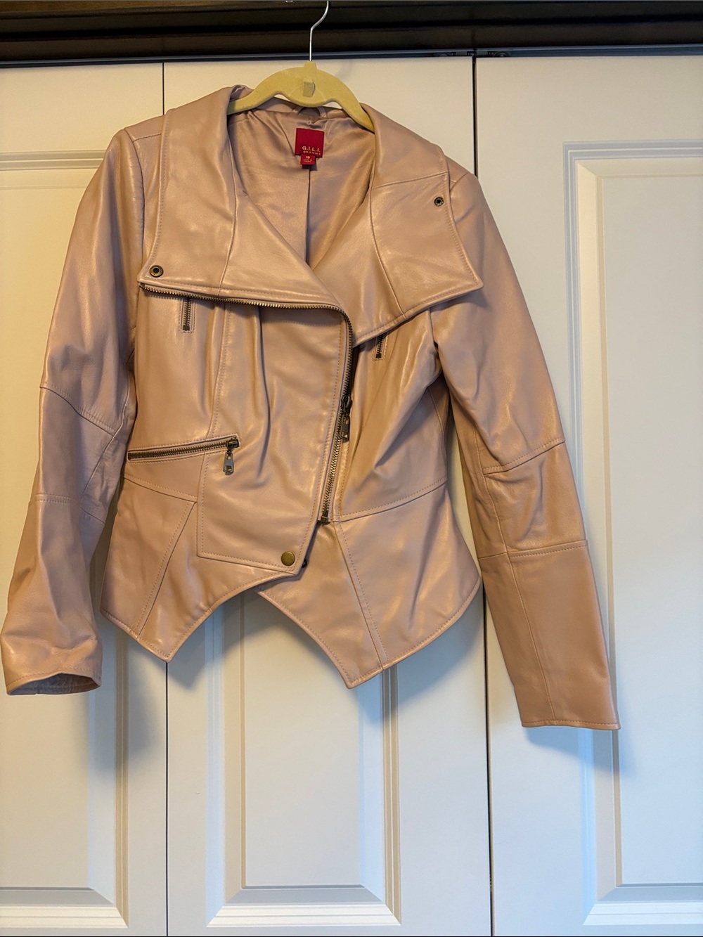 G.I.L.I. Blush Pink Faux Leather Moto Jacket
